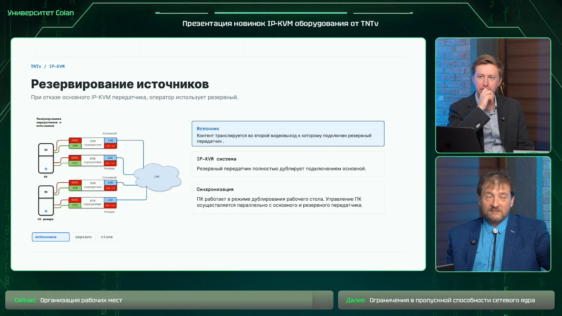 Резервирование источников и передатчиков, 01:16:40